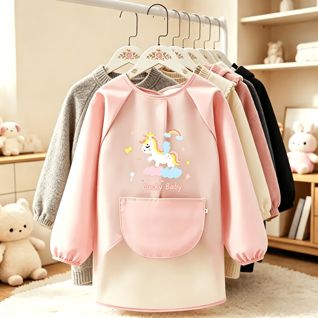 TEMU Tablier long personnalisé avec motif de dessin , tablier réversible personnalisable avec impression de nom, blouse de peinture, bavoir , à l' et