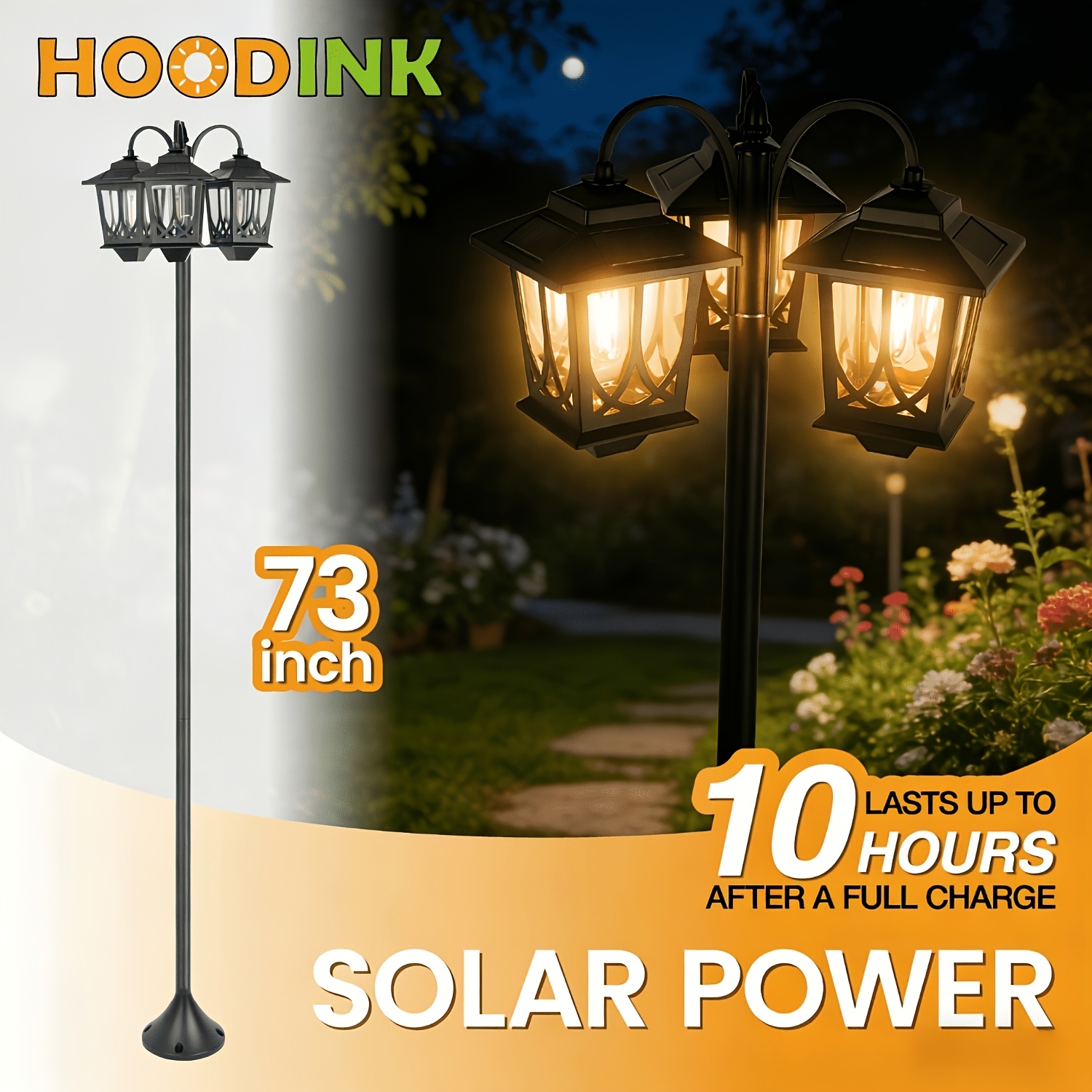 1 pack 3 head solar lamp post light 73 solar lights outdoor waterproof pathway lights for garden lawn yard