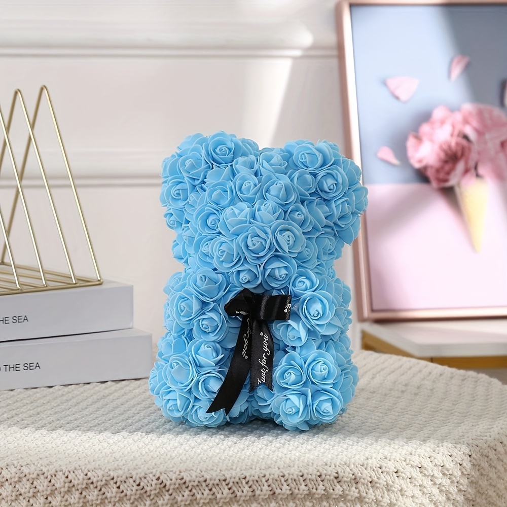Mini Romantic Rose Bear Luxurious Foam Flower Home Decor with Vibrant  Black Ribbon, Valentine's Day, Mother's Day, Anniversary,