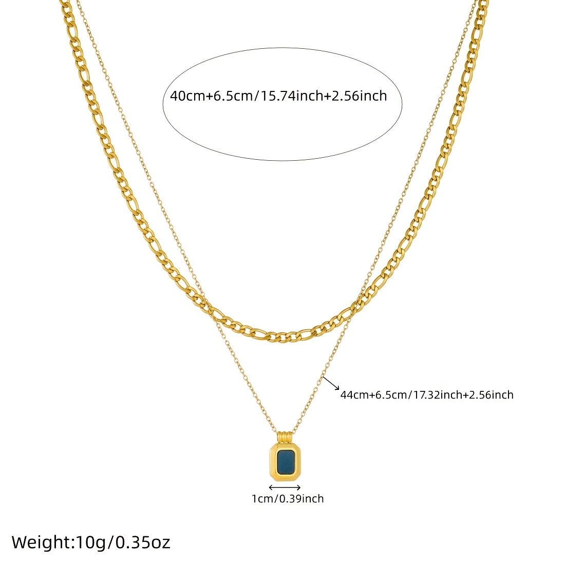 Women's Double Layered Black Square Pendant Necklace, Exquisite