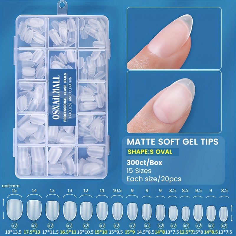 TEMU 300pcs/box Full Short Nail Tips Full Coverage Press-on Nails Fake Nails For Flat Small Nail Extension Tips Tool