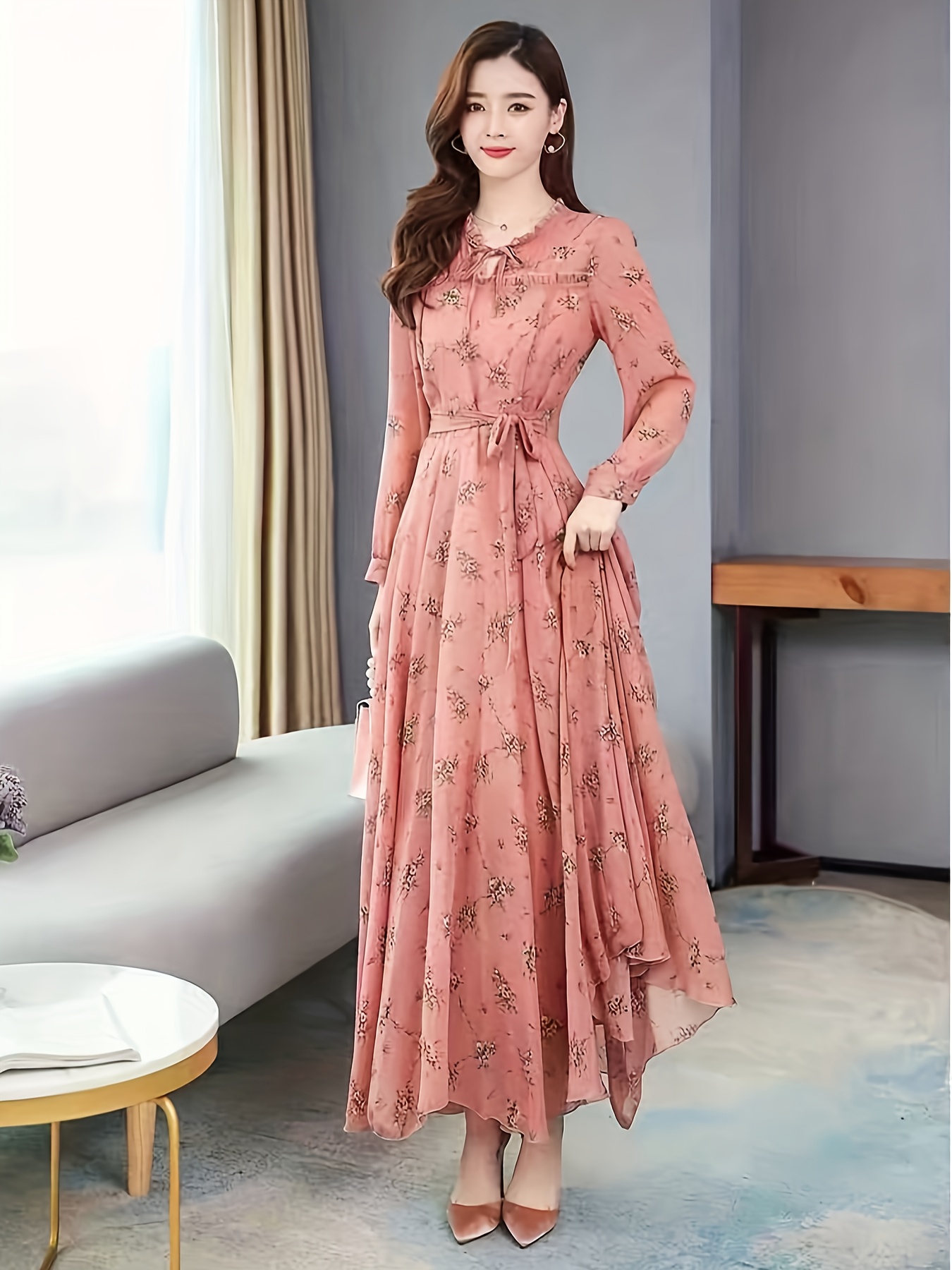 chinese dress ladies Floral-print Cali Maxi Summer Party Dress