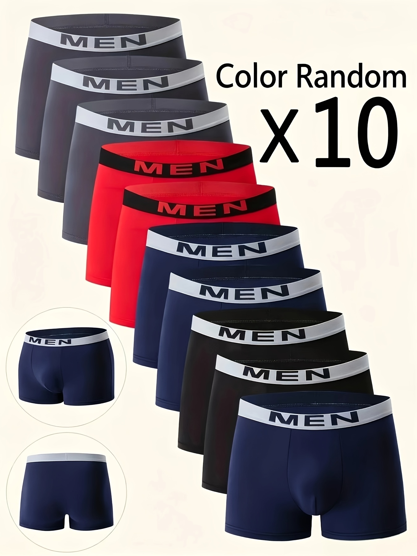 random10pcs mens cool boxer briefs mens letter man waistband design breathable comfortable boxer shorts elastic sports shorts mens casual underwear daily   lightweight comfortable underpants a best gift for him