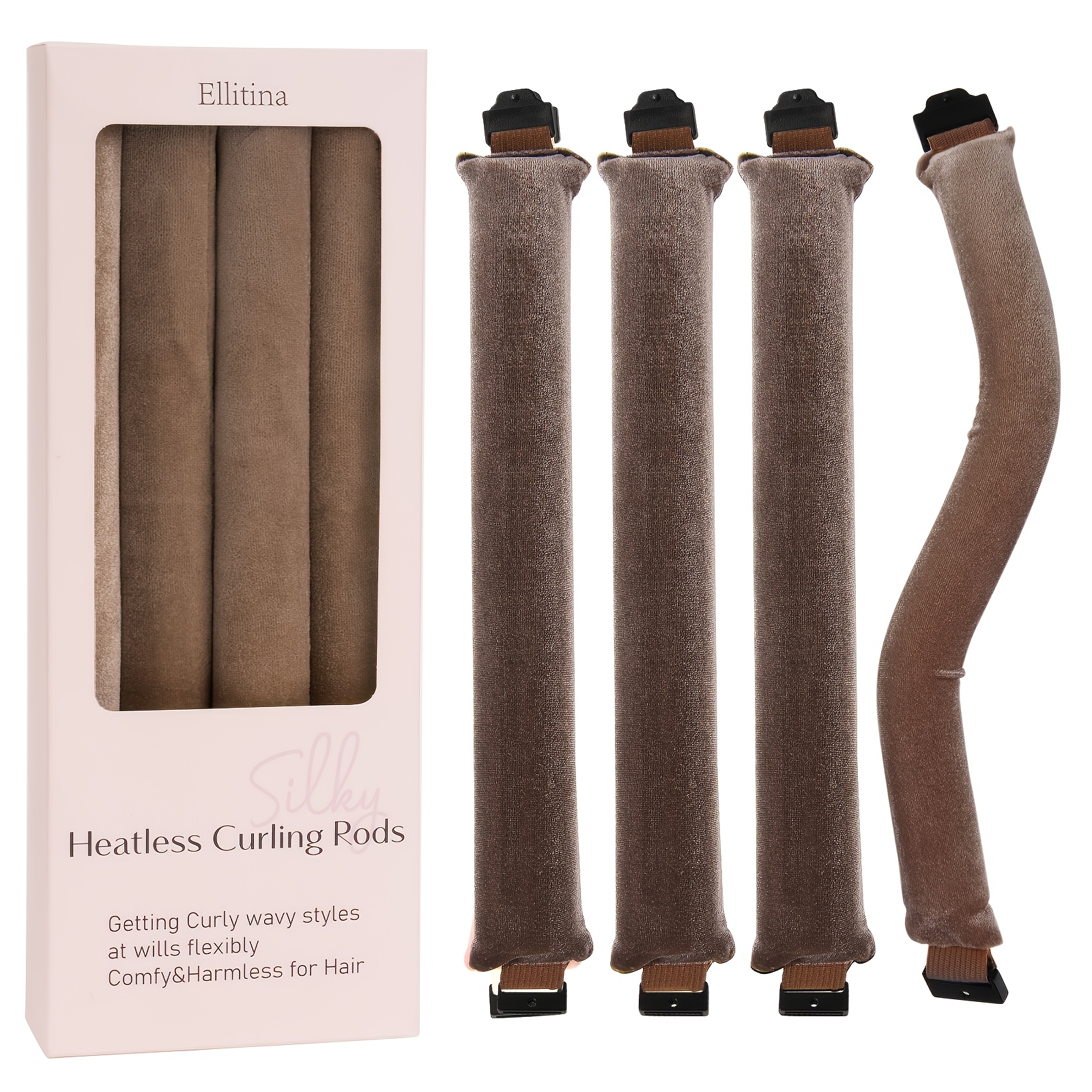 E-shop Ellitina 4-teiliges/Box Selbstpflege Locken-Set – Heißluftfrei, sichere Verschluss-Technik und eingebaute Styling-Bänder in eleganter Box –