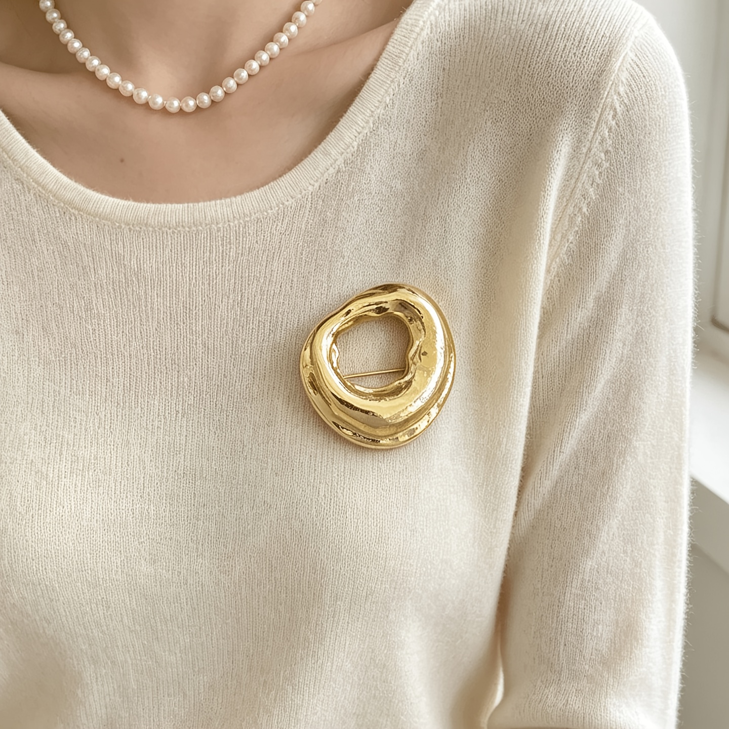 TEMU Broche de 1 pieza, vintage, geométrico, dorado, de forma irregular, , con mate, alfiler de metal, estilo minimalista, moderno y , adecuado para