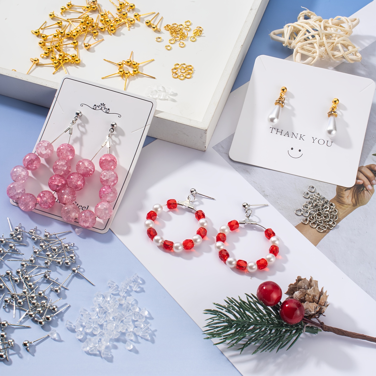 30pcs Earring Stud Additions with Posts and Jump Rings