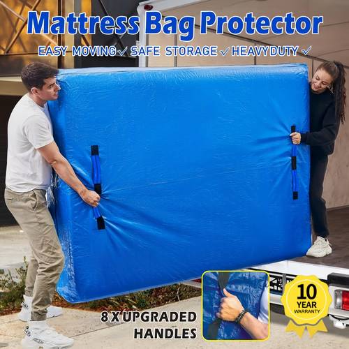 heavy duty waterproof mattress protector bag with 8 handle zipper storage bag reusable dust proof and moisture proof suitable for single double large king super king sizes in au