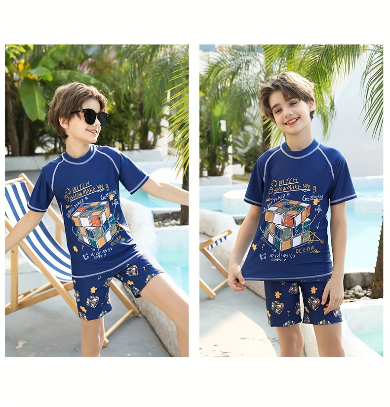 Boys Two piece Swimwear Set Youth Athletic Style Sporty Temu Georgia