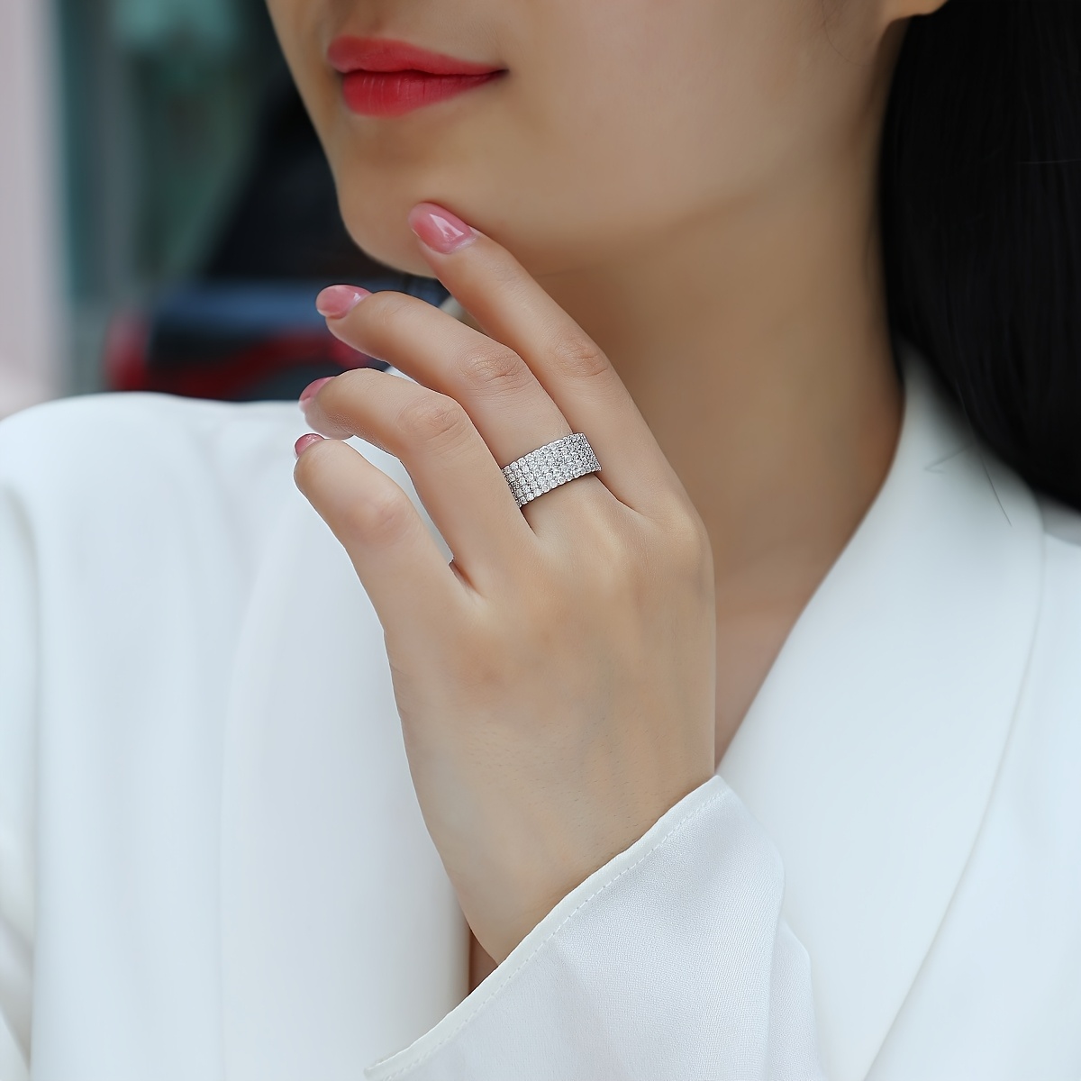 Elegant 925 Sterling Silver Moissanite Ring, Trendy Gift