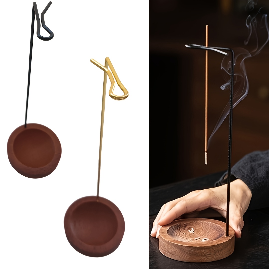 natural wood elegant chinese solid wood incense holder zen   decoration upside down hanging design with a cylindrical base   meditation yoga spa and   decoration