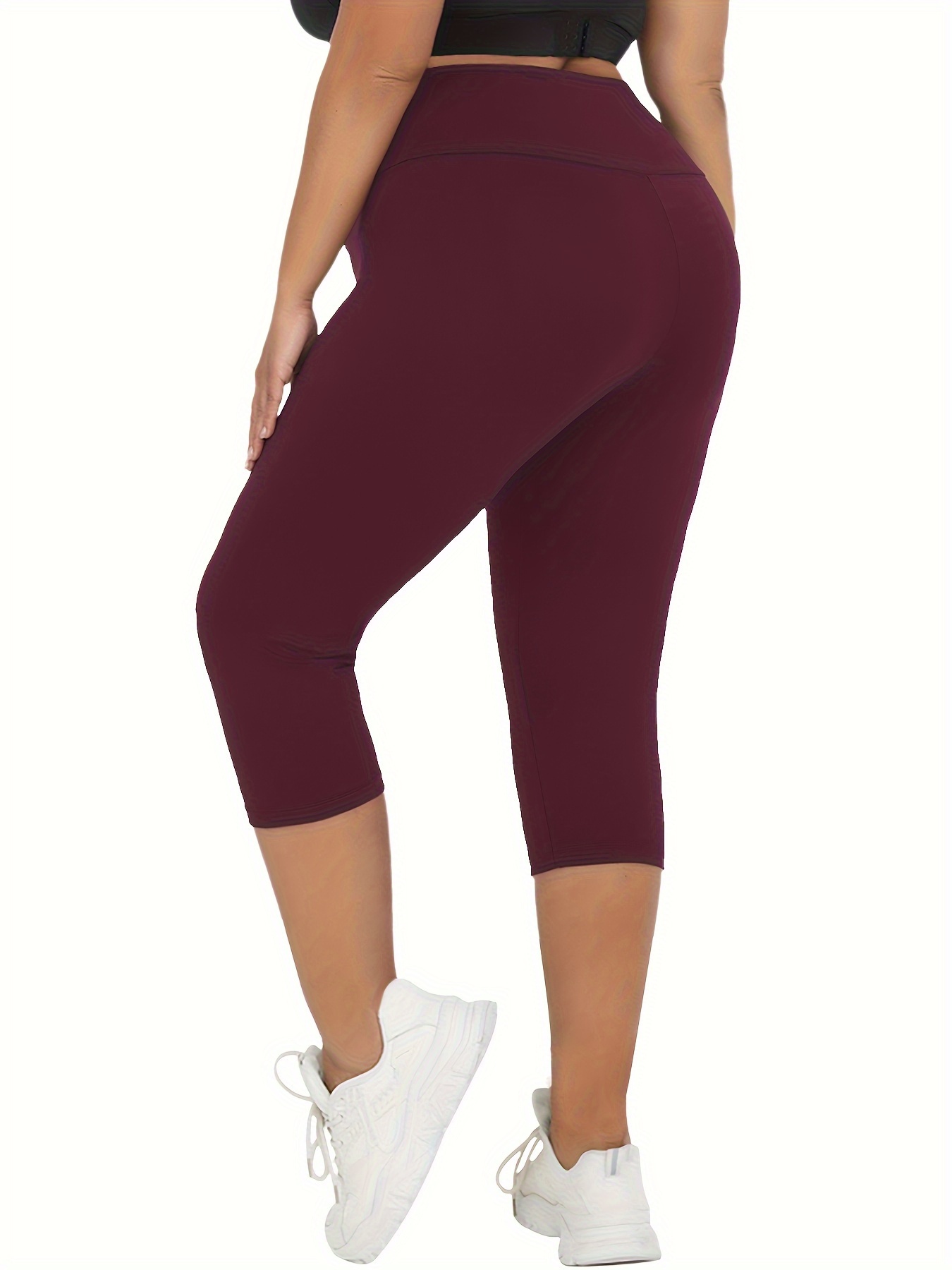 Plus Size Leggings For Women, Super Soft High Waisted Tummy Control Yoga Capri Pants, No See Through Workout Running Leggings