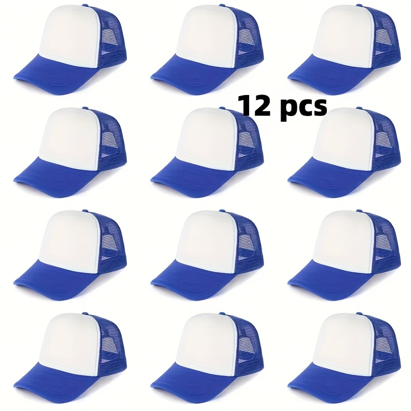 12pcs Customizable Unisex Trucker Hats, Breathable Mesh Baseball Caps