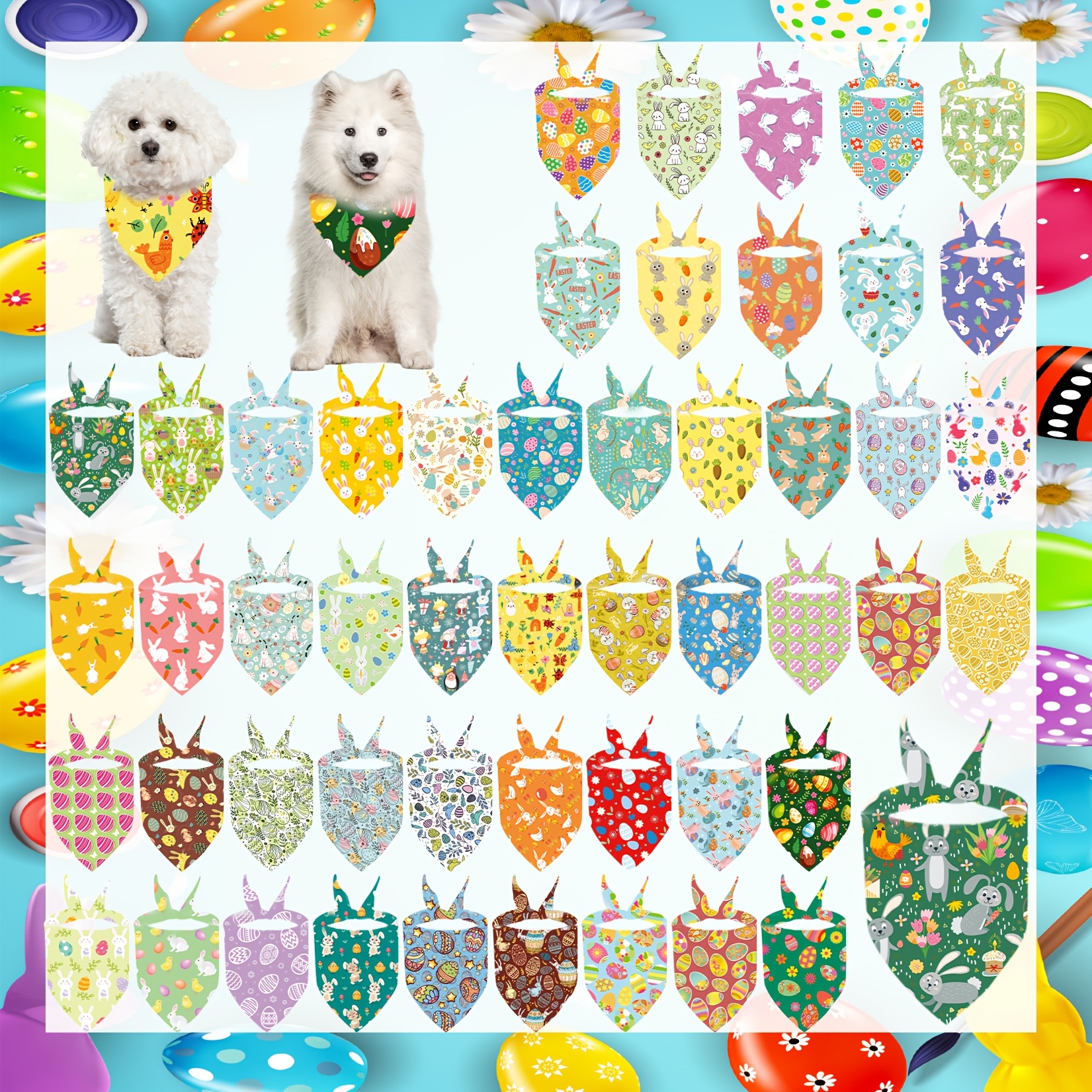 

50pcs Dog Bandanas - Soft, Adjustable Scarves For Small To Medium Pets - Easter & , Bandanas For Dogs