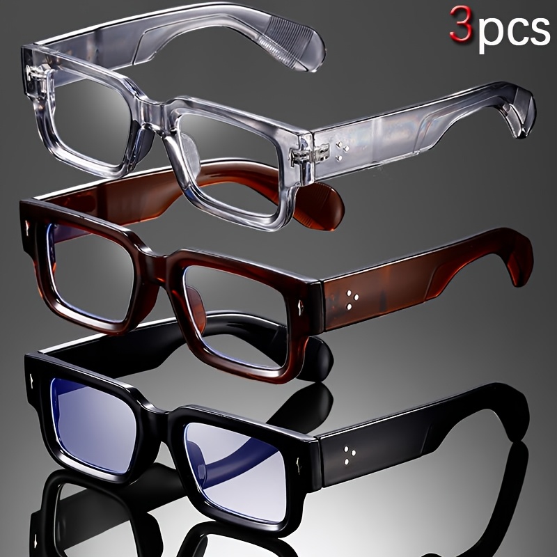 

3pcs Square Simple And Men's And Women' Glasses Computer Glasses Flat Glasses Suitable For Mountaineering, Fishing, Running, Photography Props