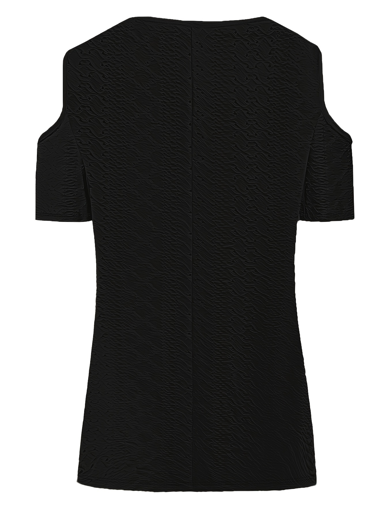 Women's Summer Elegant Hollow-Out Round Neck T-Shirt - Breathable Short Sleeve Top with Medium Stretch, Machine Washable Solid Color Casual Tee for Casual Attire, Ladies Tshirts, Stretchable Fabric