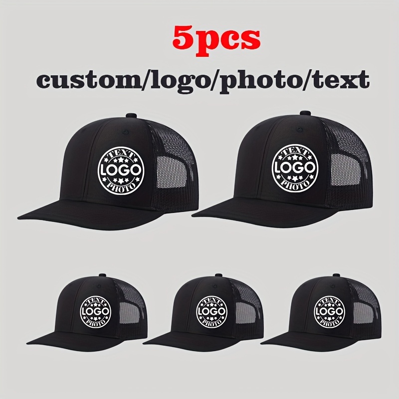 E-shop 5er-Pack individuelle 211 Mesh Truckerhüte, 100% Stoff, personalisierte Hüte in großen Mengen – Gestalte dein eigenes Logo/Text/Foto,