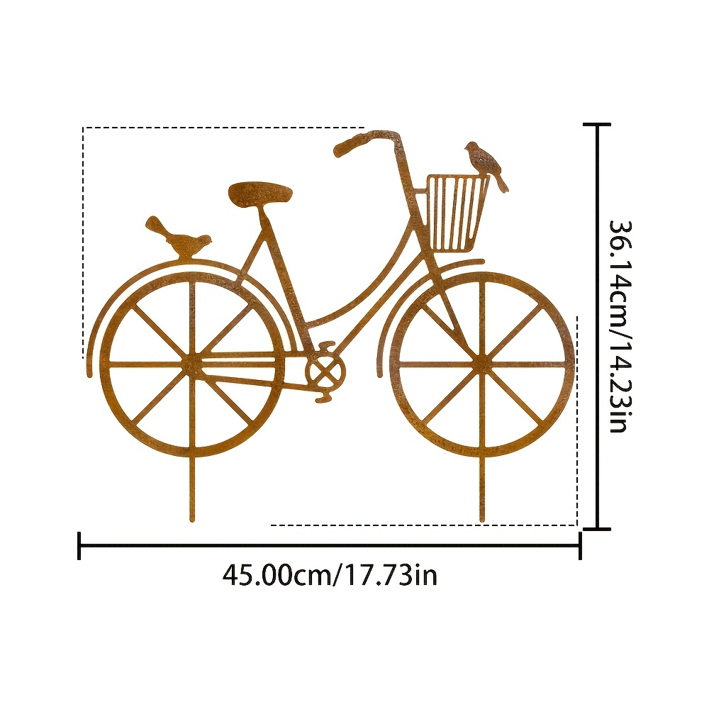 TEMU [2d Flat] 1pc Metal Bicycle Garden Stake, Decorative Bicycle, Rusty Bicycle Corten Garden Decor, Garden Gift, Rustic Style Dutch Bicycle