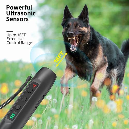 1pc ultrasonic dog repellent anti barking device with flashlight portable handheld dog repellent products for outdoor usb rechargeable
