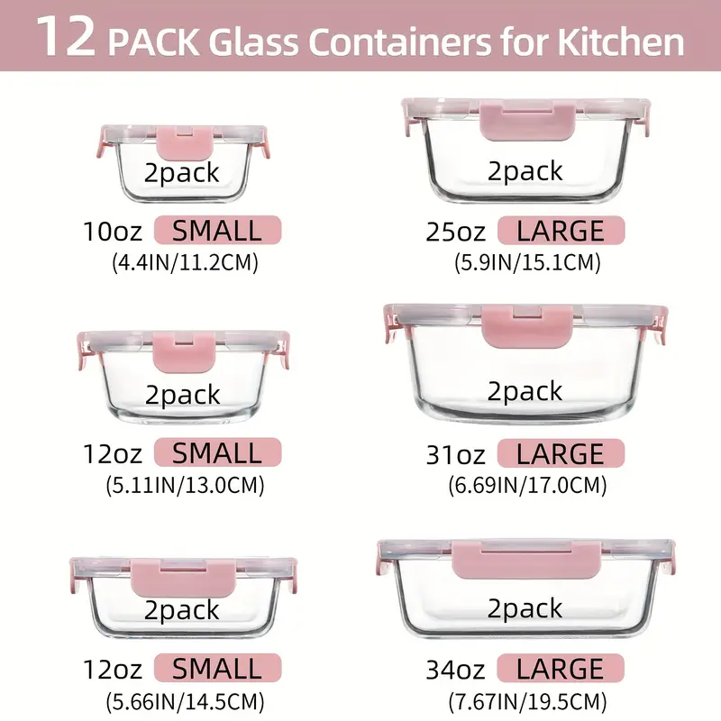24pcs set glass meal prep containers with removable silicone seals and bpa-free lids, , dishwasher/freezer safe, ideal for and food storage Product details 4