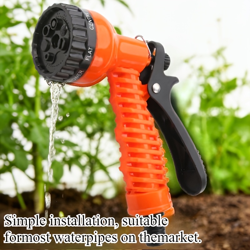 TEMU 1pc High-pressure Water Gun, Adjustable Nozzle Garden Hose Spray Head, Lightweight And Durable Ergonomic Non-slip Handle Universal Threaded