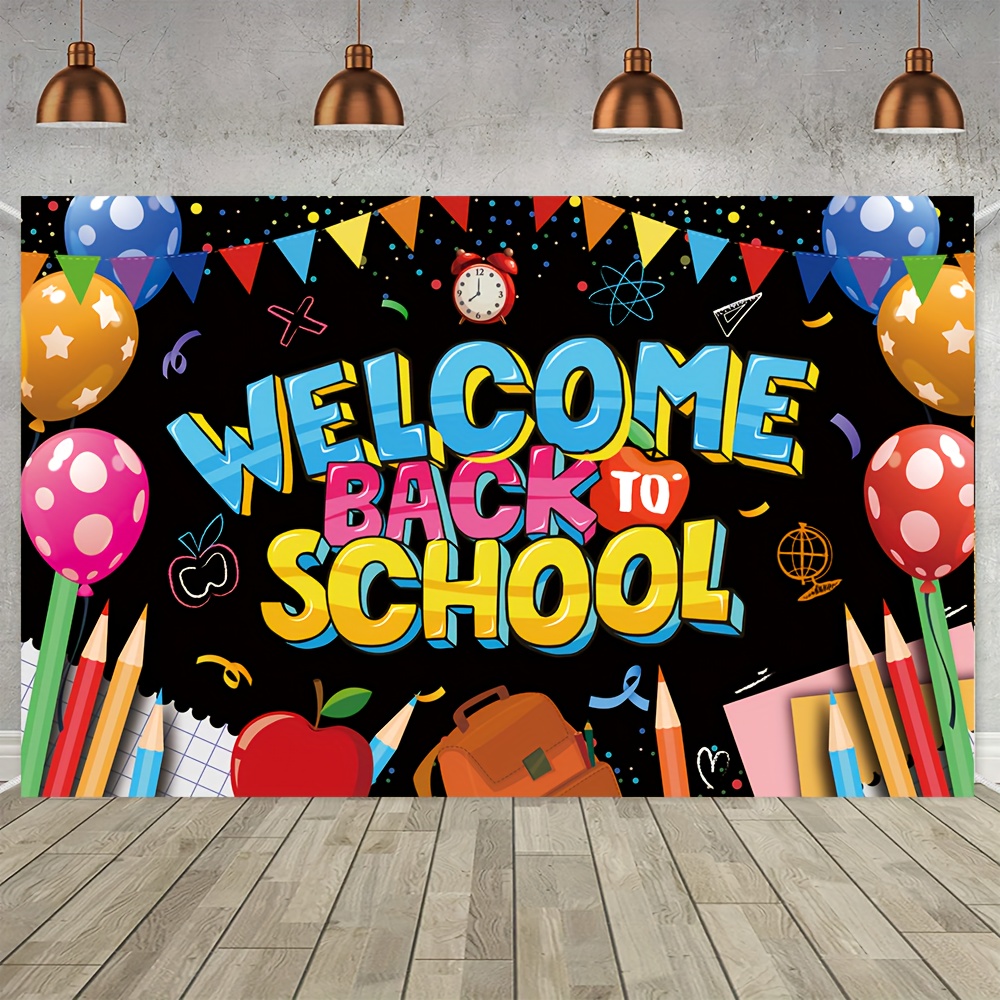 

1pc, Back To School Season Banner, Welcome Back To School Party Decoration Banner, Classroom Background Decoration Banner, Party Decoration Supplies, Polyester Material For Indoor And Outdoor Use.