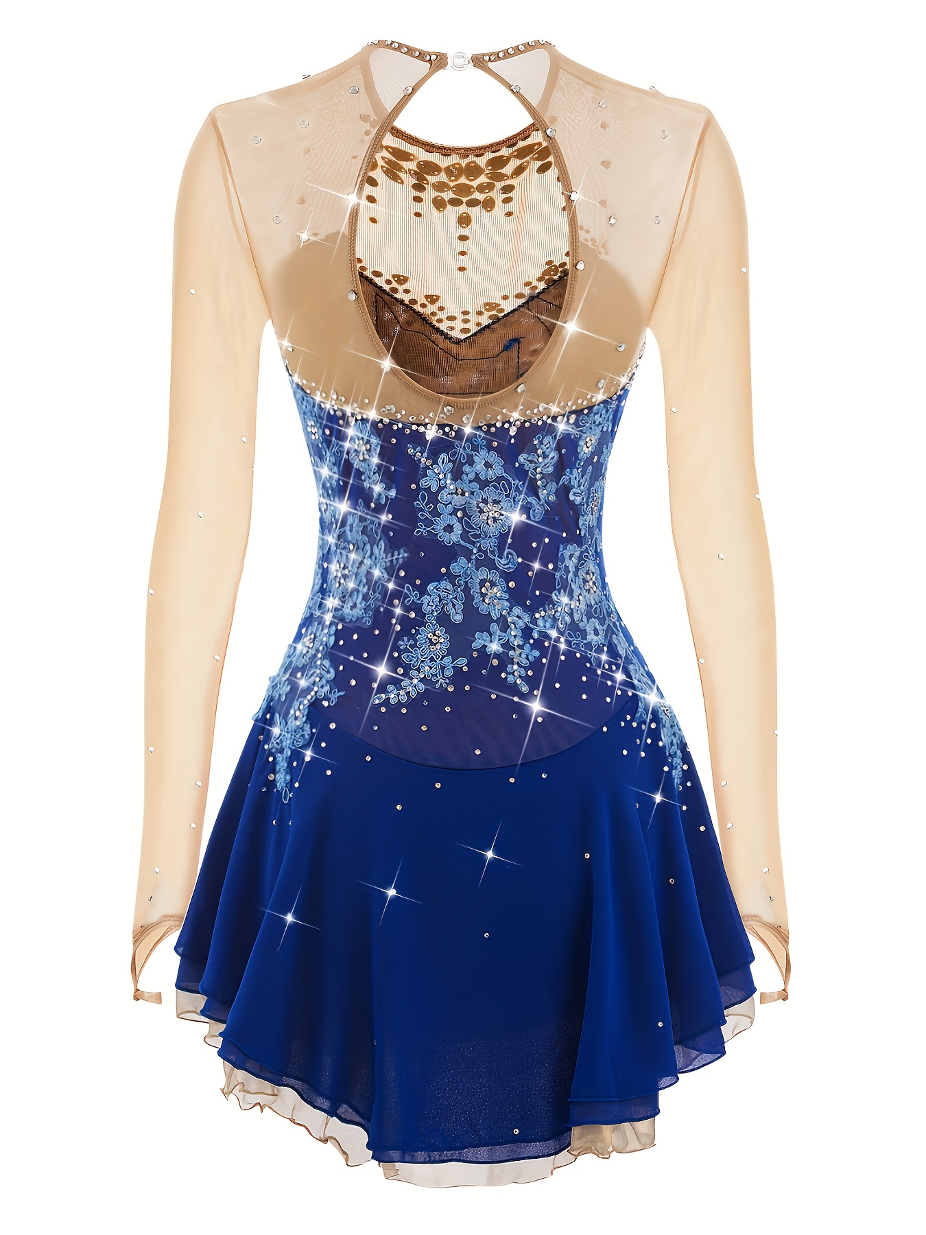 blue ice skating dress elegant embellished striped bias cut black dress status_AU  Watch SS26 Size:custom sized The angled and overlapped