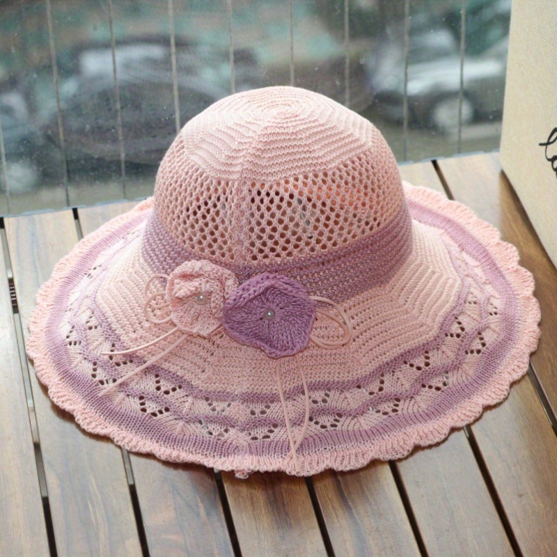Elegant Pink Wide-Brim Hat with Floral Accent M2446 Dusty Pink Wide-brim Sinamay Hat – Kentucky Derby  main image 4