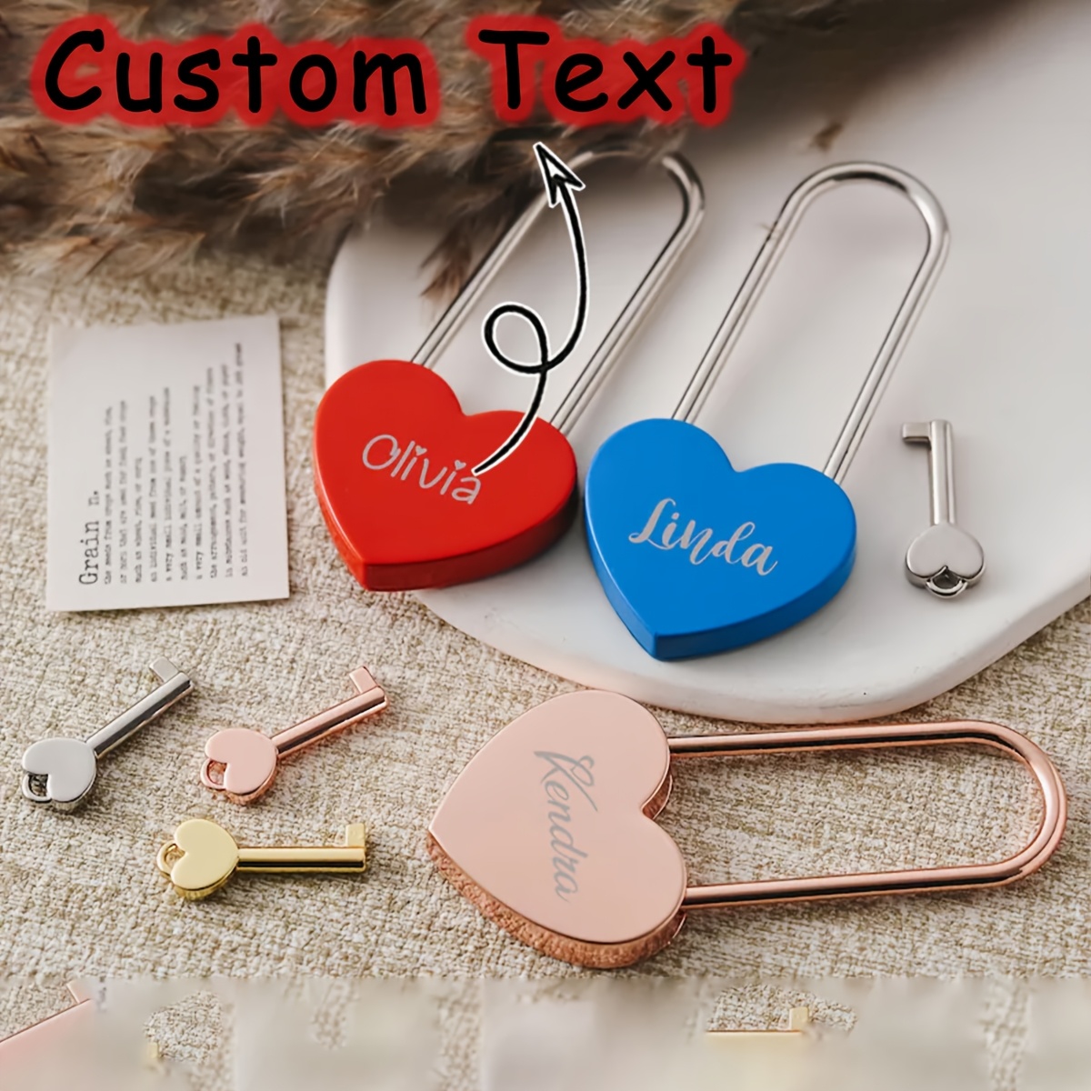 Custom Engraved Heart-Shaped Chain Padlock