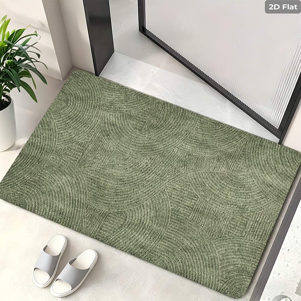 TEMU Polyester Fiber + 500g/m² + Dotted Plastic Backing + Flannel 2d 1pc Curved Geometric Pattern Mat, Kitchen Rugs, Modern Minimalist, For