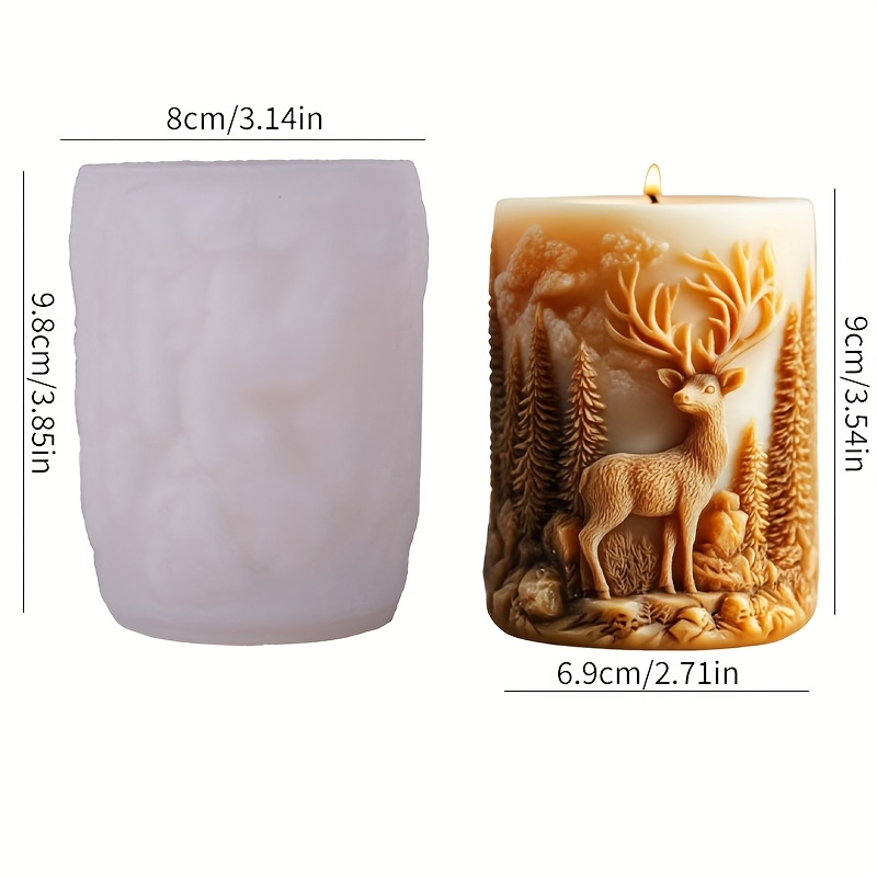 E-shop Eine 3D Wald Schneelandschaft Rentier Kerzen Silikonform, mit exquisiten Details und einfacher Entformung, geeignet für Gips