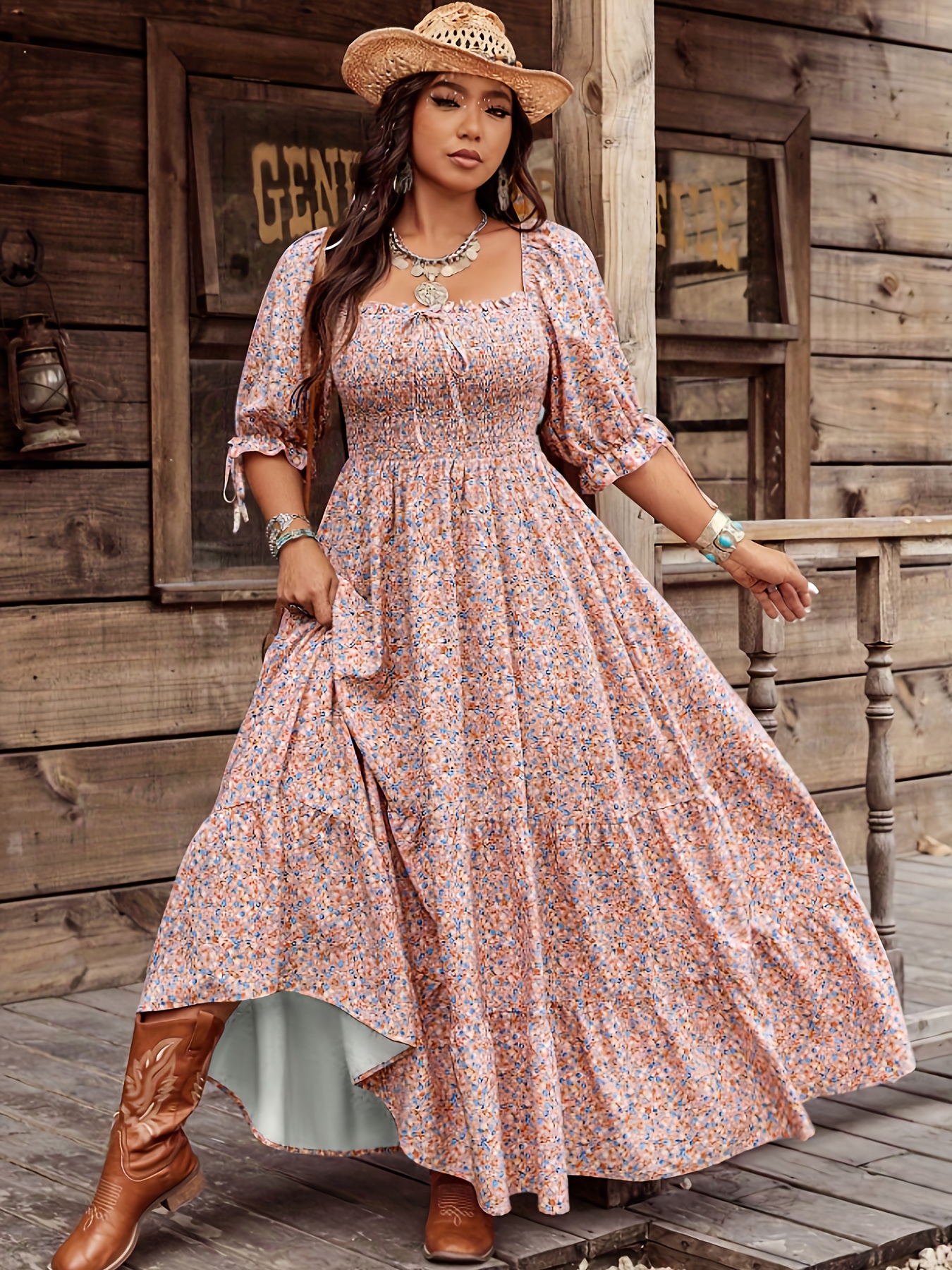 Short Sleeve Boho Sundress Plus Size Short Sleeve Long Sleeve Boho