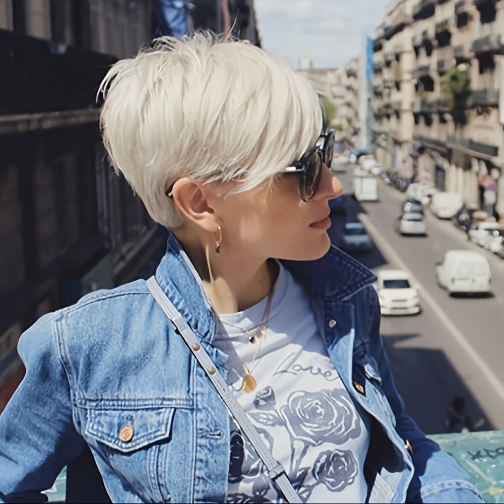 TEMU Nicelatus Synthetic Wigs With White Hair For Women, Ideal For Short Hairstyles At Halloween, Christmas Parties, And Music Festivals