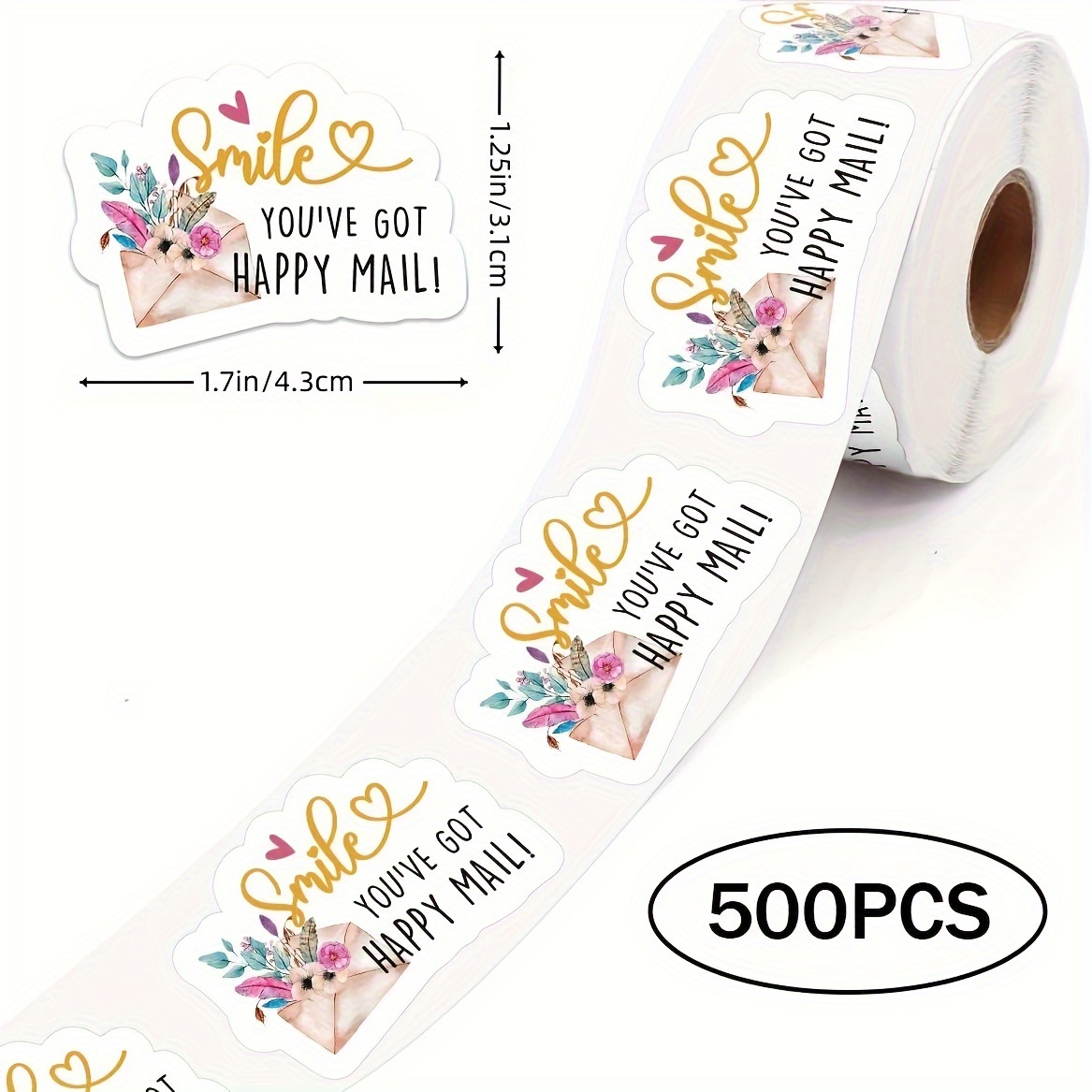 

500 Cute Happy Emails Thank You For You Put On, Fun Small Business Envelope Stickers For Business Bags, Online Retailers Mail Envelope Stickers On Paper