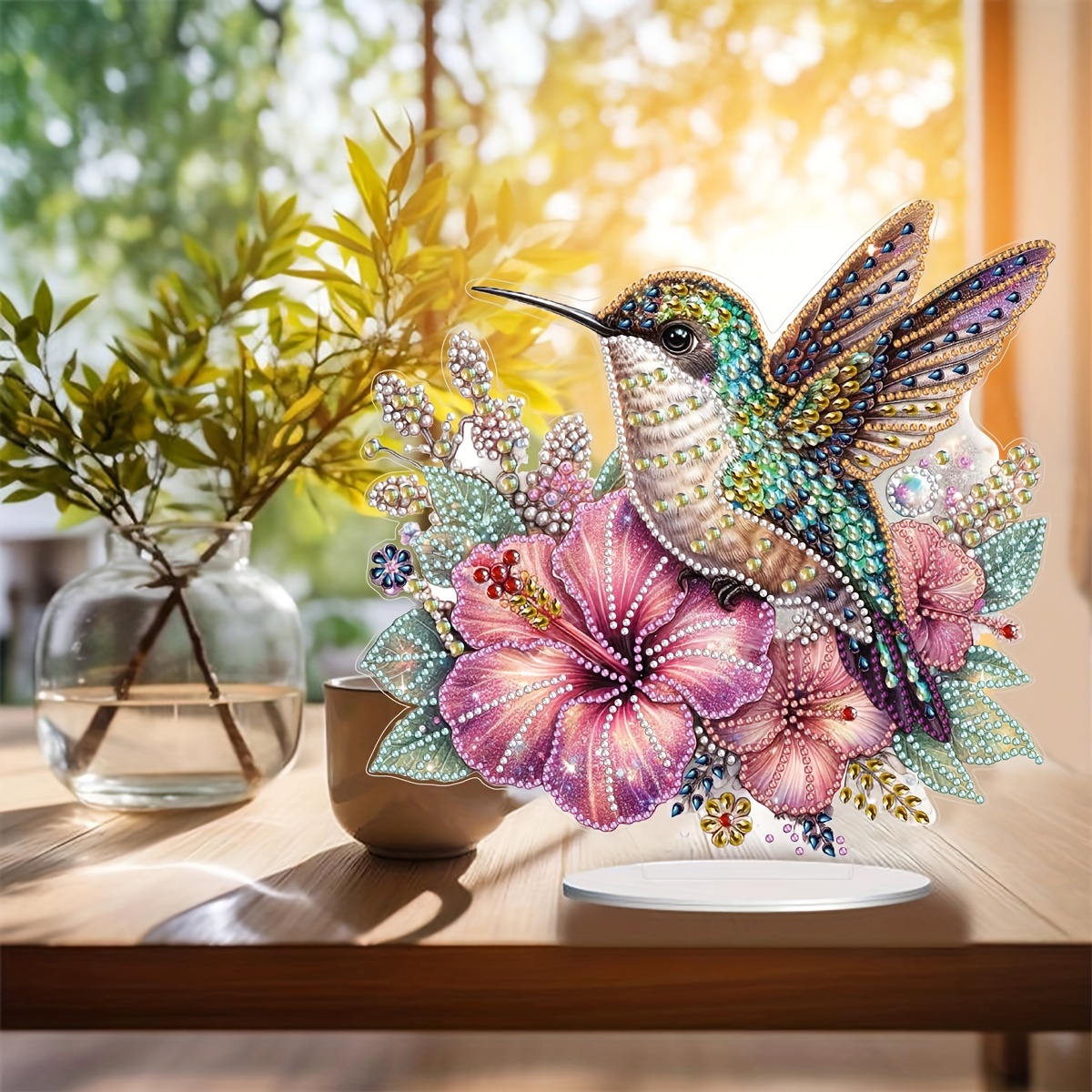 

Hummingbird Diamond Painting Kit - Acrylic Tabletop Decor, Art Craft Set, Animal Theme, Irregular Diamond Shapes, Pet Material, Diy For Gifts And Home Decor