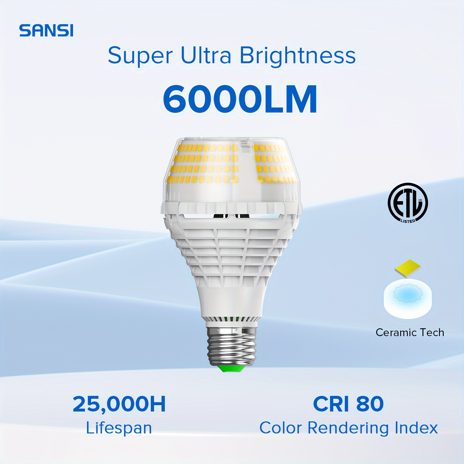 

Sansi 6000 A21 Led Light Bulb - 400w , 40w Bulb Non-dimmable, Safe 25000h , E26 Base, 270° Beam Angle, Home Office Workshop