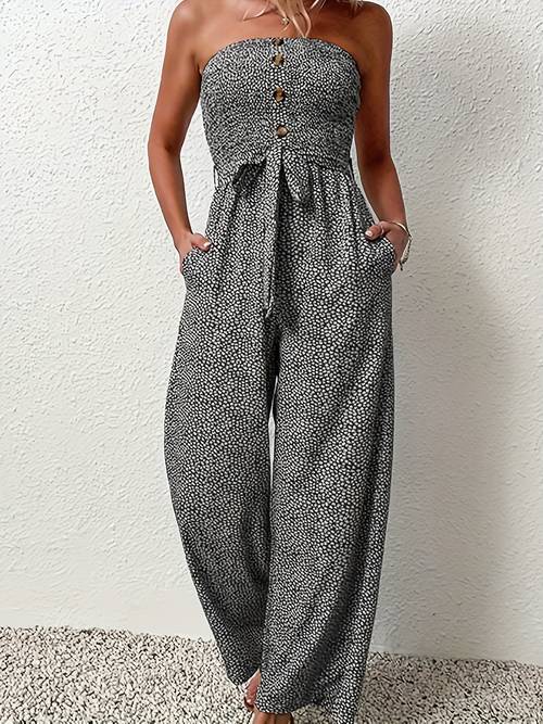 womens holiday leopard print causal jumpsuit
