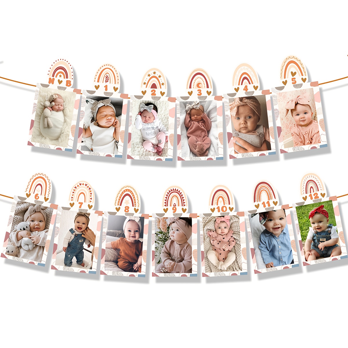 Bohemian Style Photo Banner With Flags For Growth Record Decoration