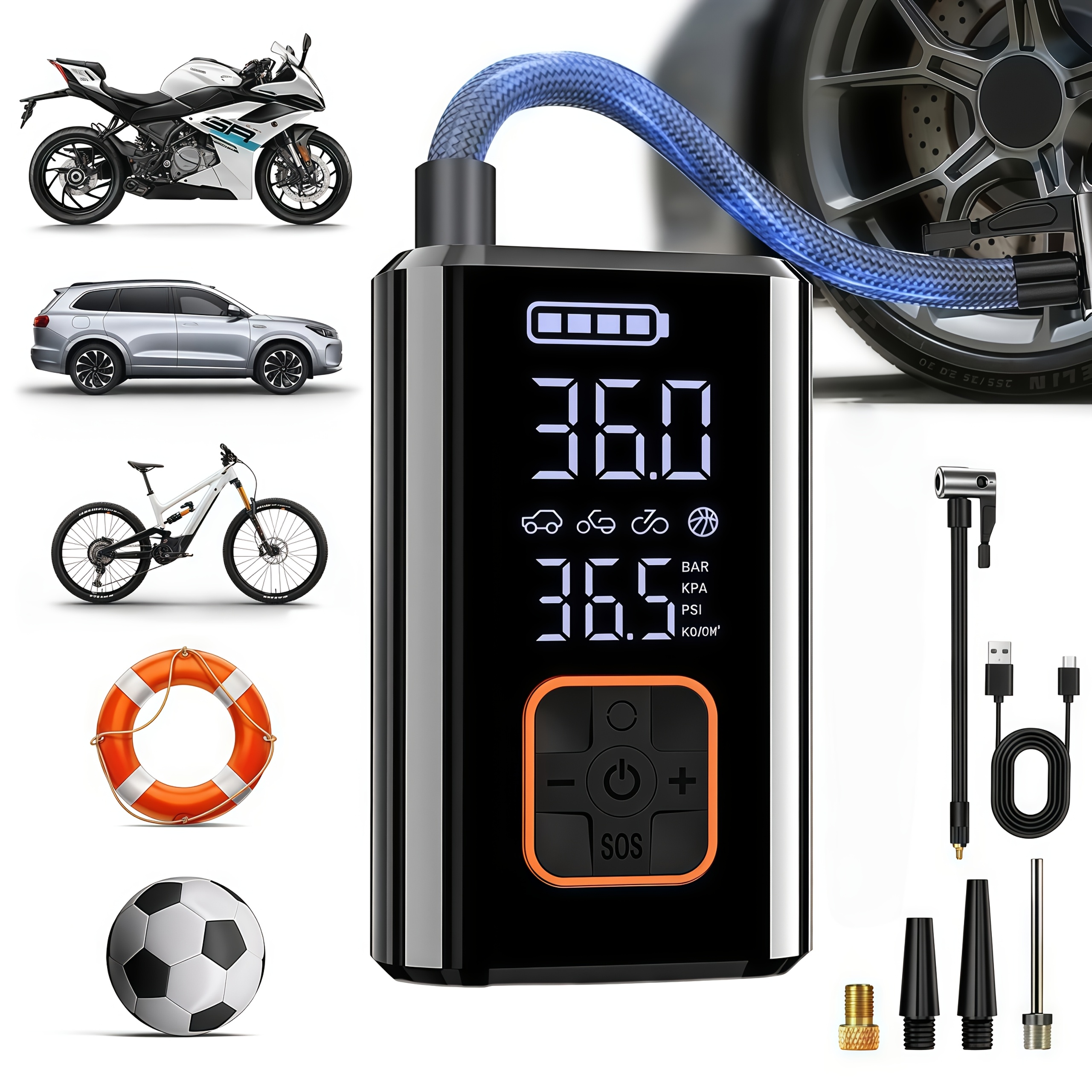 VacLife Air Compressor Tire Inflator, DC 12V Portable Air Compressor for Car Tires, 150 PSI Tire Pump with LED Light, Digital Air Pump for Car Tires, Bicycle and Other Inflatables price in