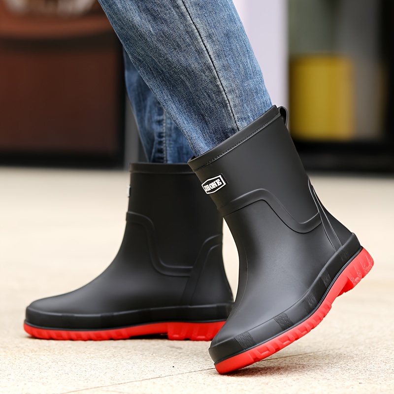 1pr unisex waterproof rubber rain boots casual minimalist slip on