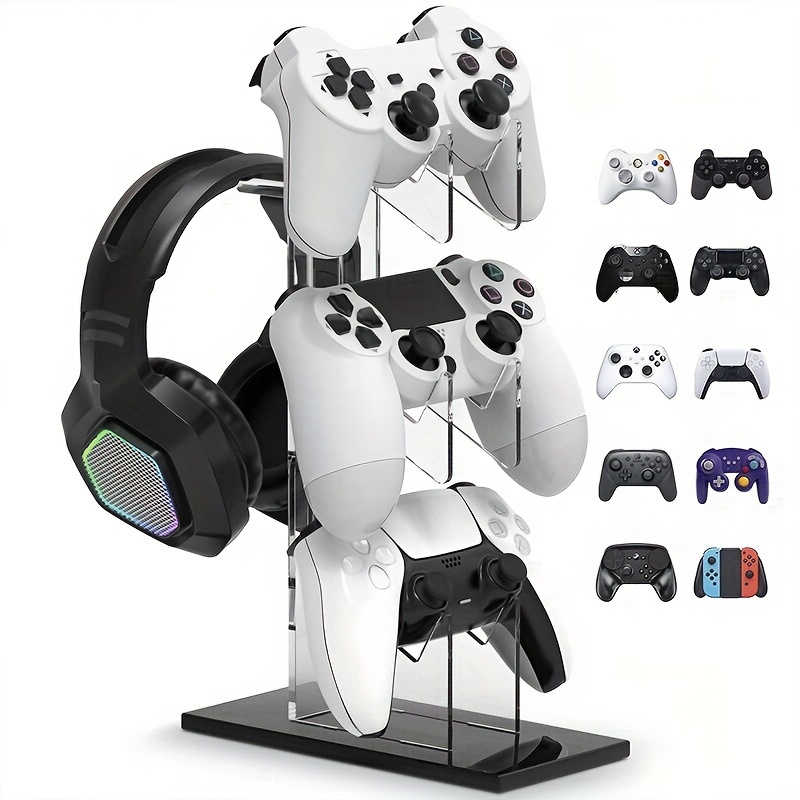 

Universal Gaming Controller & Headphone Stand, Acrylic 3-layer And 2-layer Storage Rack For Ps5 Ps4 , Contemporary Design With Rubber Feet, Controller Holder Game Accessory