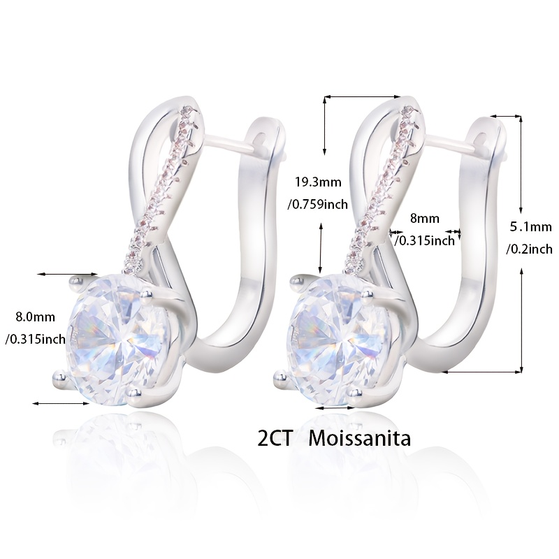 Image of 925 Moissanite Infinity Earrings High-end Luxury Women's Jewelry Elegant Sexy Fashion Trend Christmas Valentine's Day Holiday Gift Birthday Gift Free Exquisite Packaging Gift Box