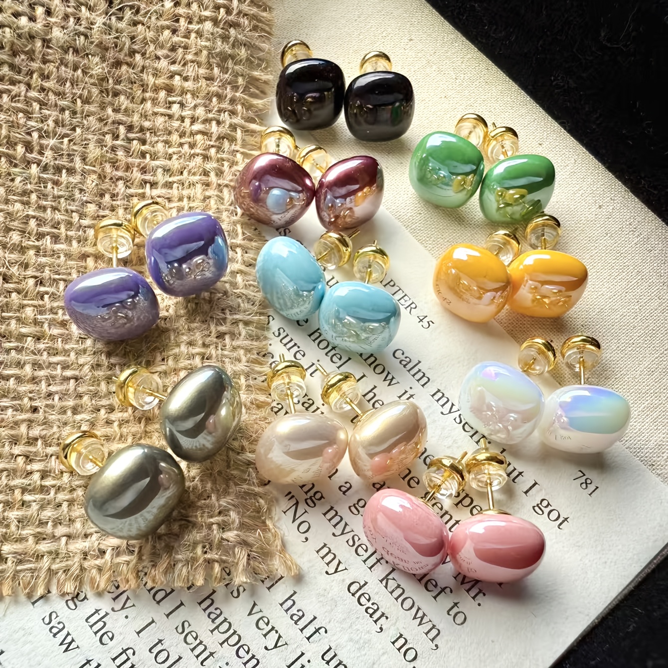 10 Pairs Cute Fashion Multi-Color Earrings Set, Elegant Style