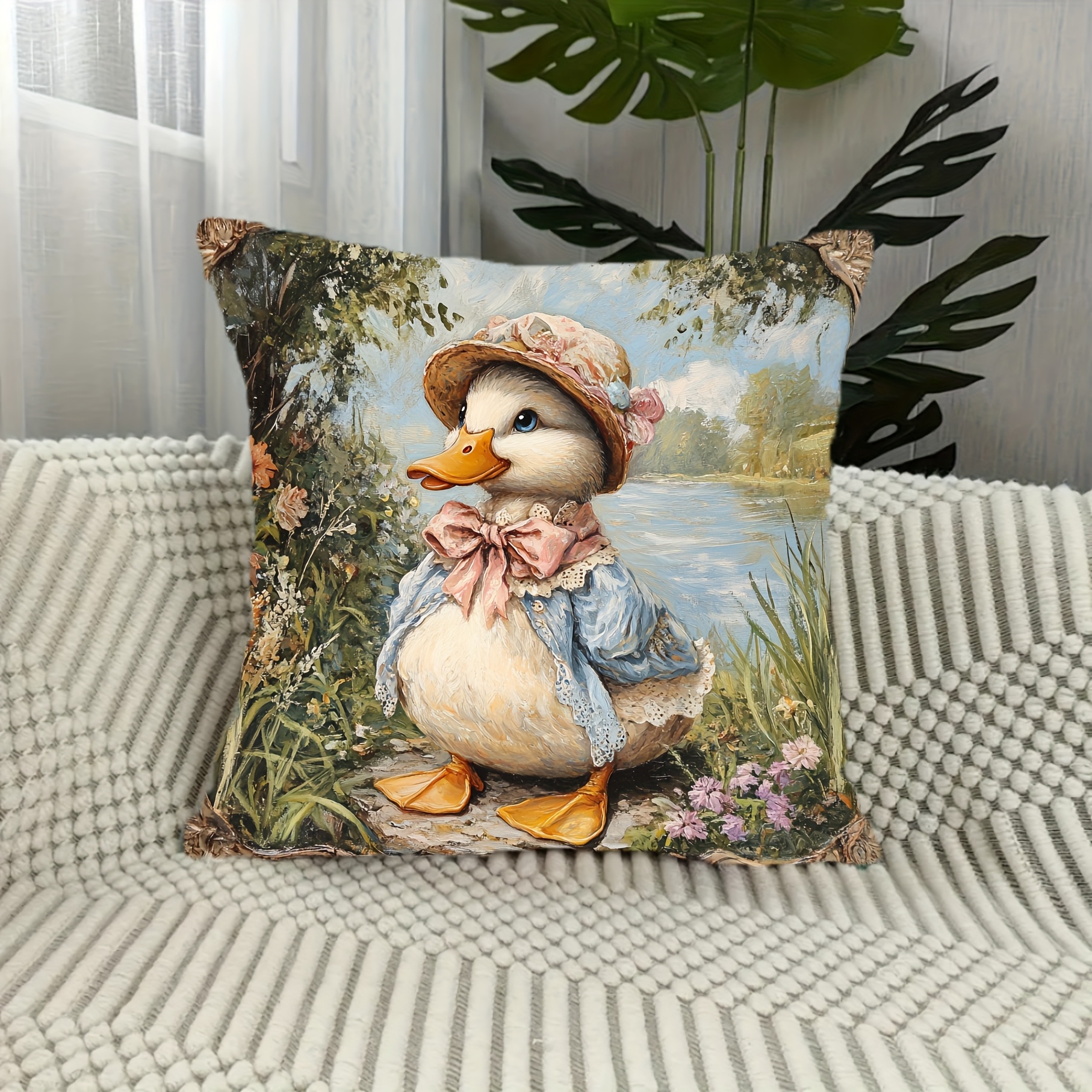 

Puddle Duck 18x18 Inch Polyester Throw Pillow Cover - Soft, Machine Washable For Living Room & Bedroom Decor