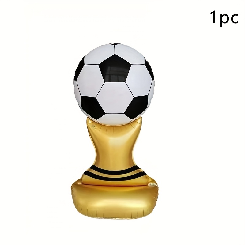 Image of 1/2-pcs 61-inch Standing Base Football Cup Foil Balloon, Football Themed Home Decor, Props, Indoor Themed Decoration For Atmosphere And Ambiance, For Halloween, Christmas