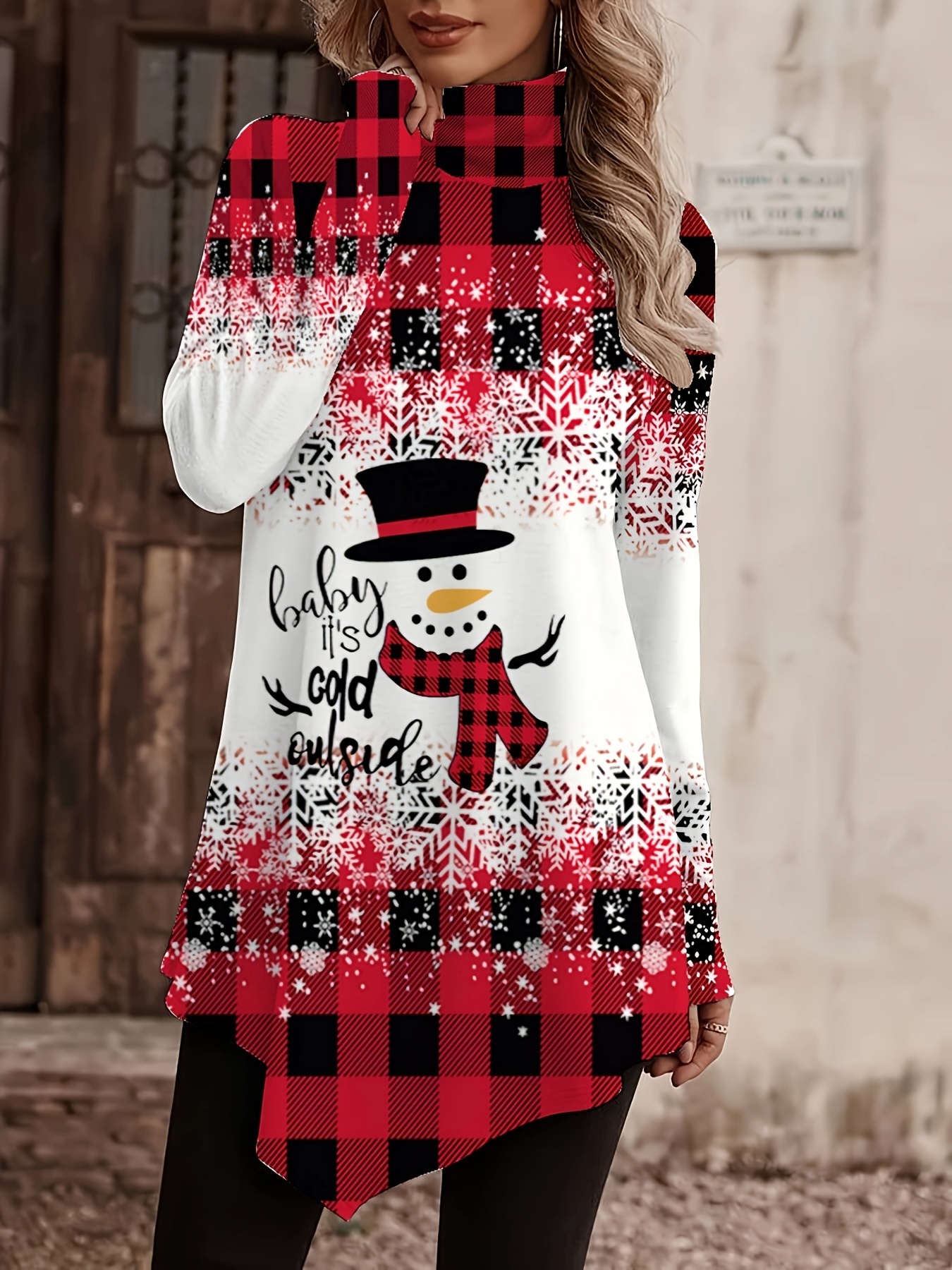 Christmas print turtleneck best sale