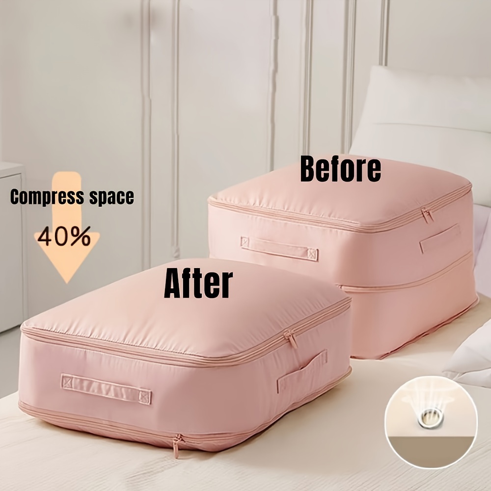 

Ultra-space-saving Self-compressing Storage Organizer - Travel & Closet, Ideal For Down Comforters, Clothes, Blankets - Polyester