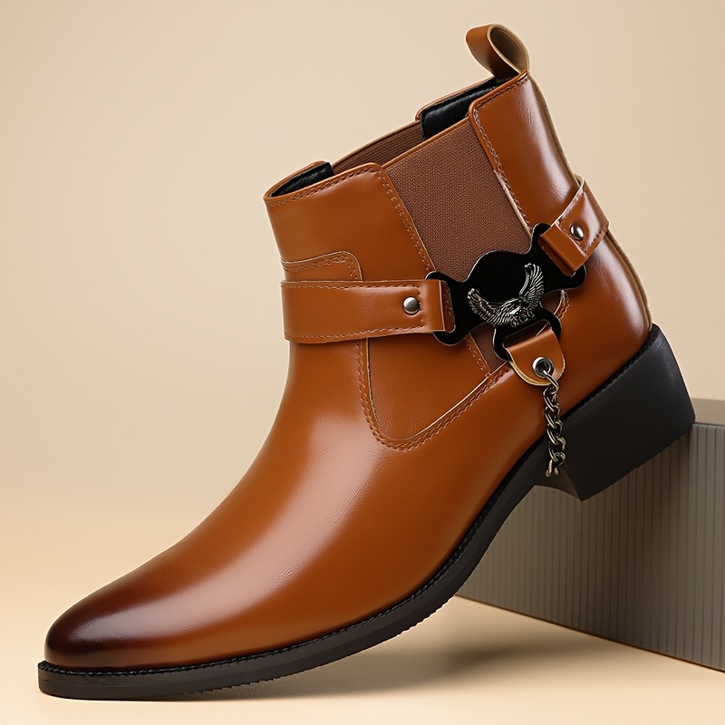 QRLQRL Men'S Slip-On Chelsea Boots - Glossy Black Faux Cover, Round Toe & Rubber Sole, All-Season Casual Shoes for Daily Wear, Comfortable & Durable Design, Versatile Footwear, Sleek Style, Sturdy Construction, Fashionconscious Men, Urban Style, Modern Footwear, Highquality Finish, Urban Lifestyle