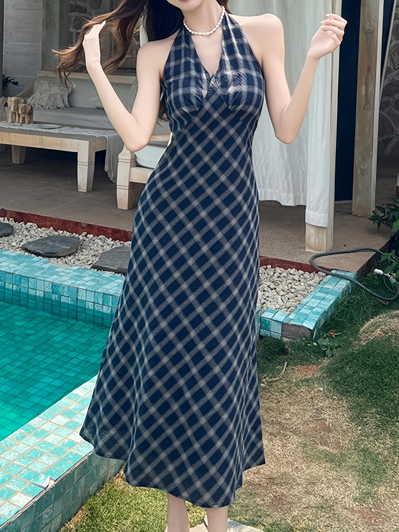 korean style halter neck diagonal cut slip dress - Temu Mauritius
