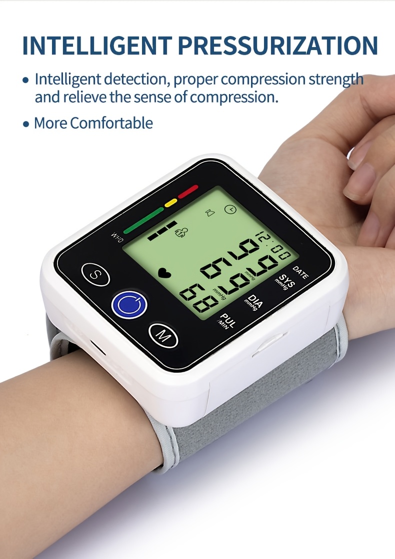 w01 wrist   bp blood pressure meter stethoscope   precise measurement lcd display voice broadcast suitable for high and low blood pressure heart rate irregular detection battery not included Product details 0