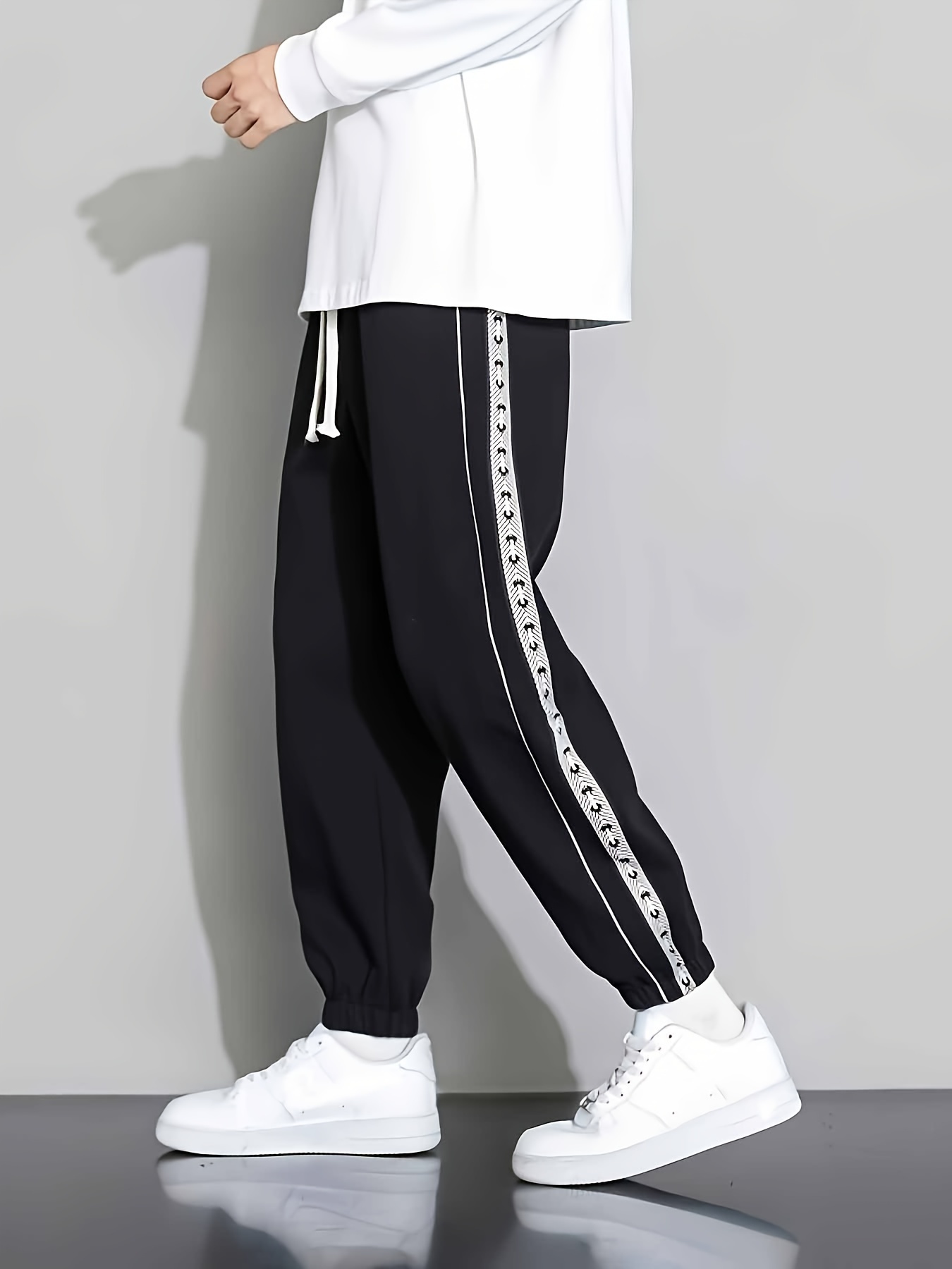 Men's Loose Striped Track Pants With Pockets, Active Drawstring Joggers For  Outdoor Activities Gift